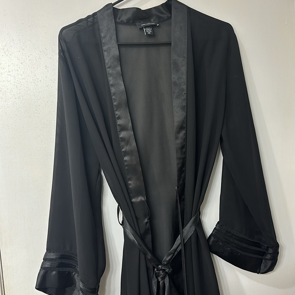 Jones New York elegant black see-through robe, small/medium, nightwear, lounge